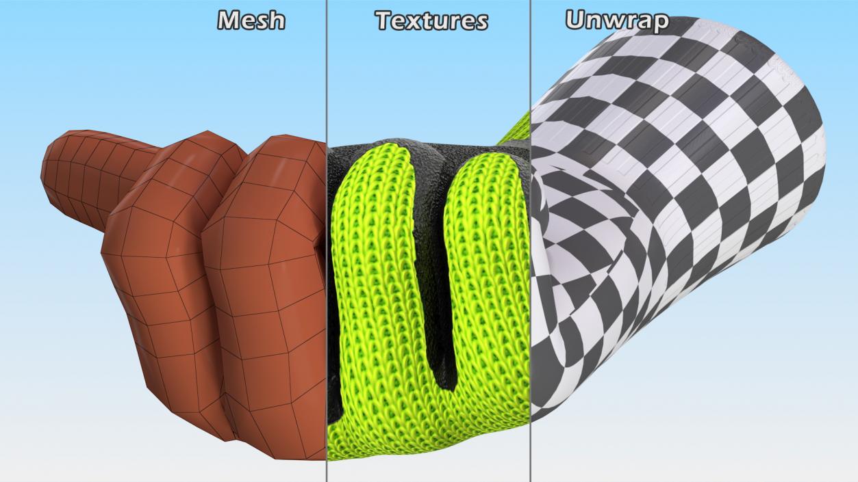 Safety Work Gloves Thumbs Up Green 3D model