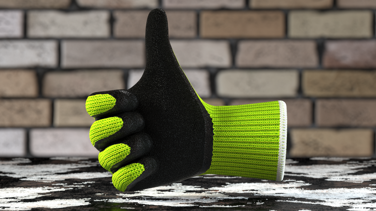 Safety Work Gloves Thumbs Up Green 3D model