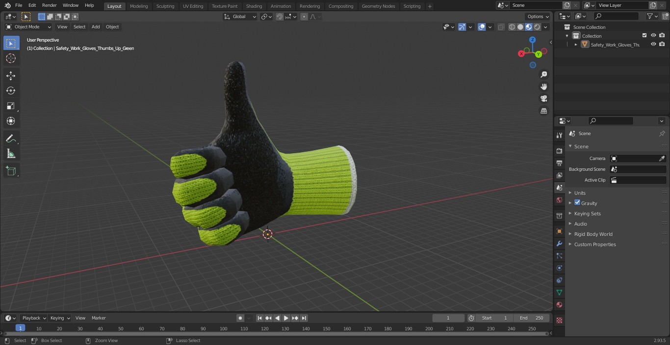 Safety Work Gloves Thumbs Up Green 3D model