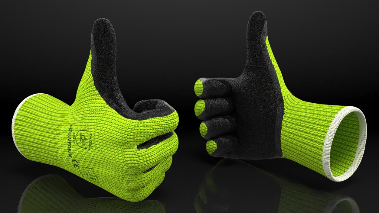 Safety Work Gloves Thumbs Up Green 3D model