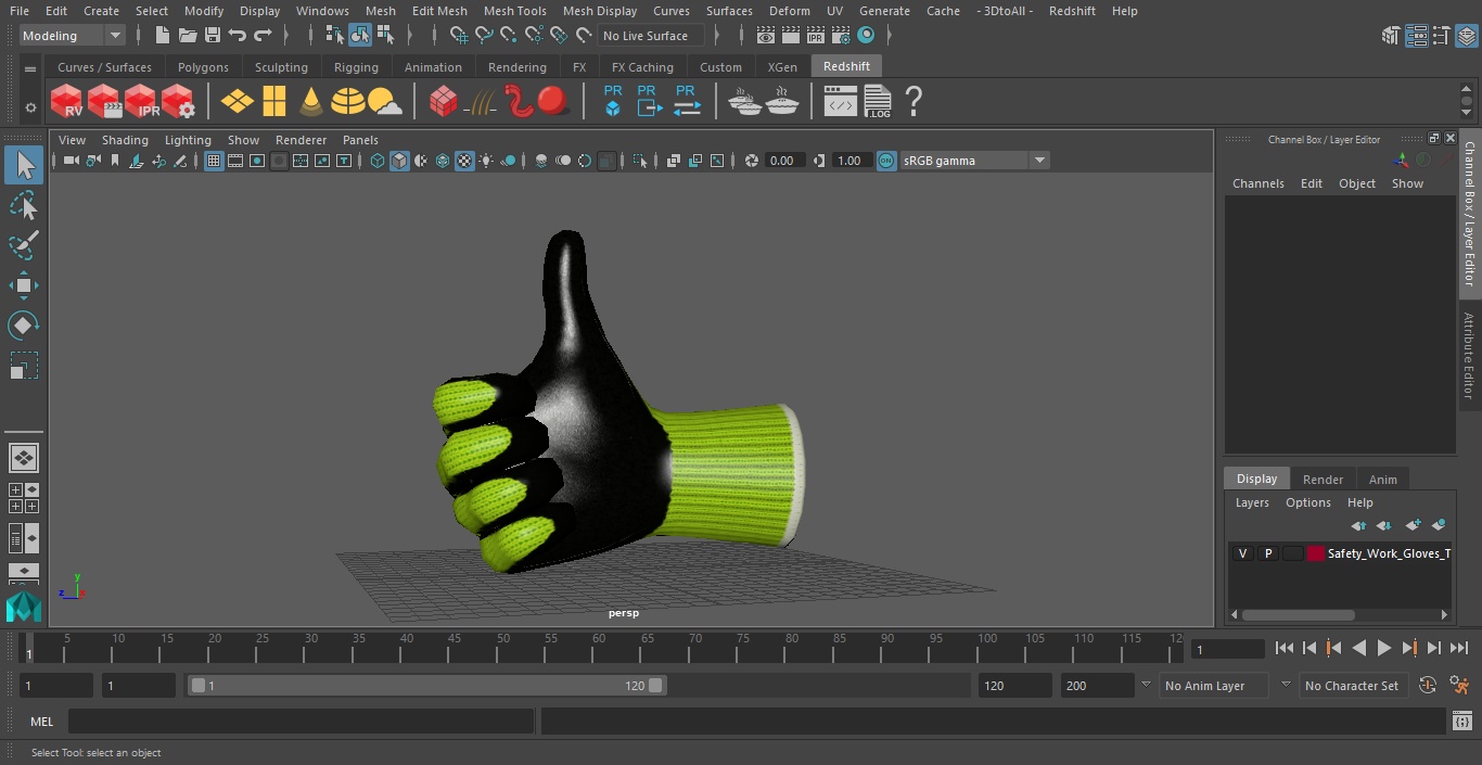 Safety Work Gloves Thumbs Up Green 3D model