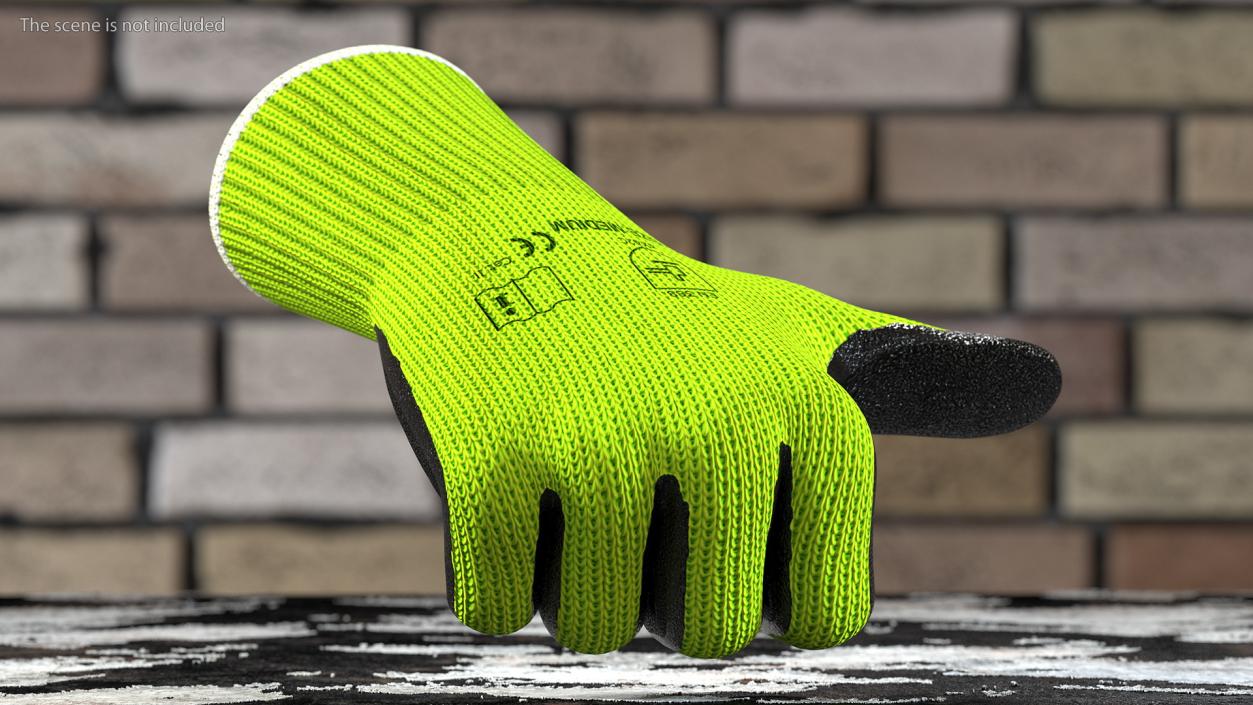 Safety Work Gloves Thumbs Up Green 3D model