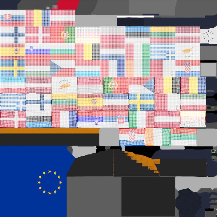 European National Flags Set 3D