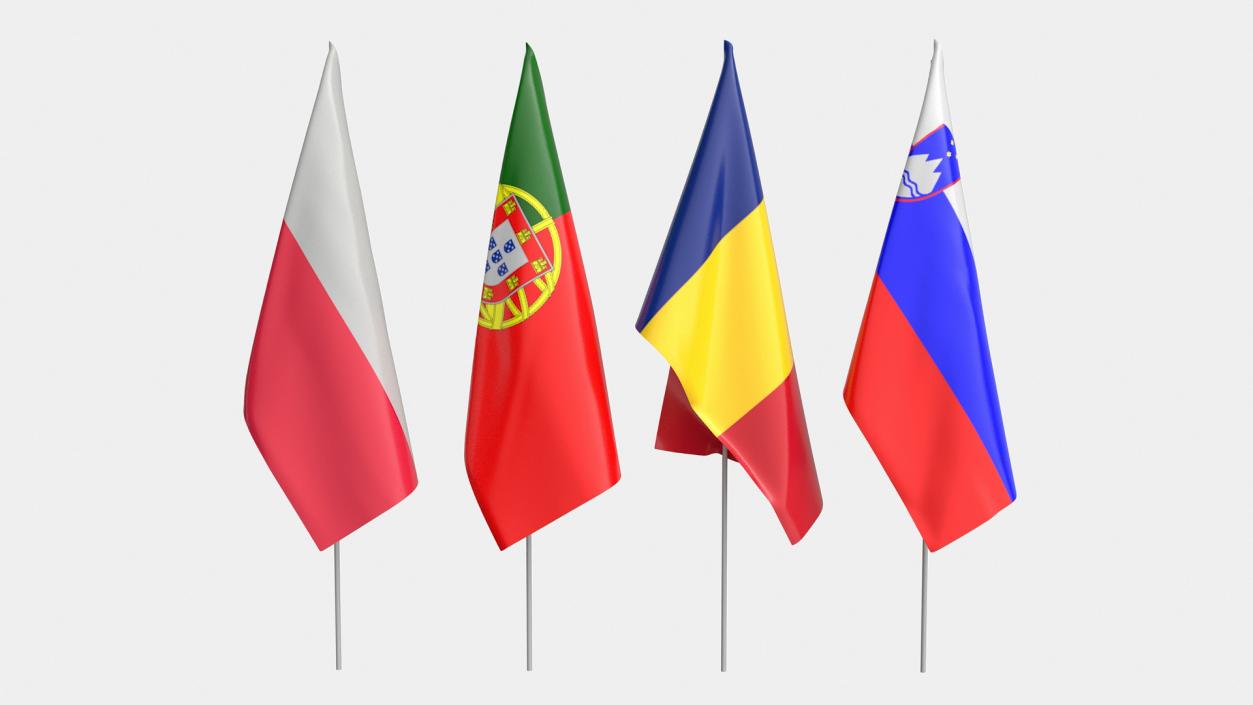 European National Flags Set 3D