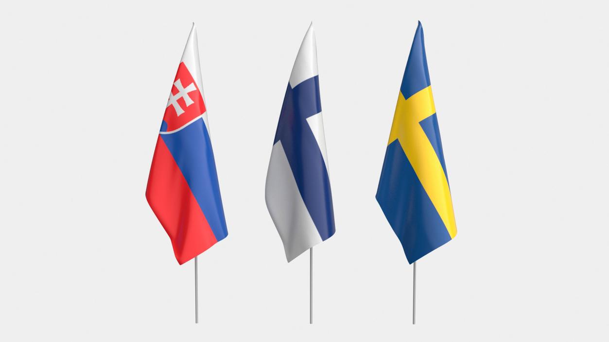 European National Flags Set 3D