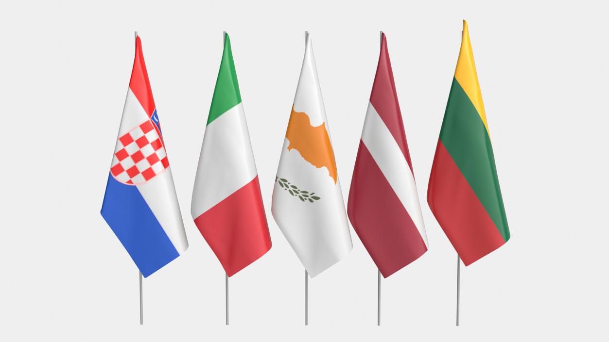 European National Flags Set 3D