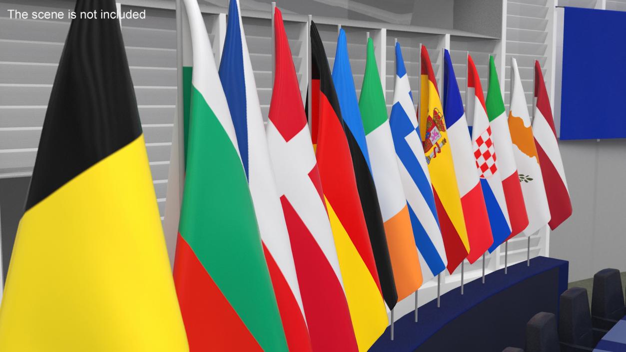 European National Flags Set 3D