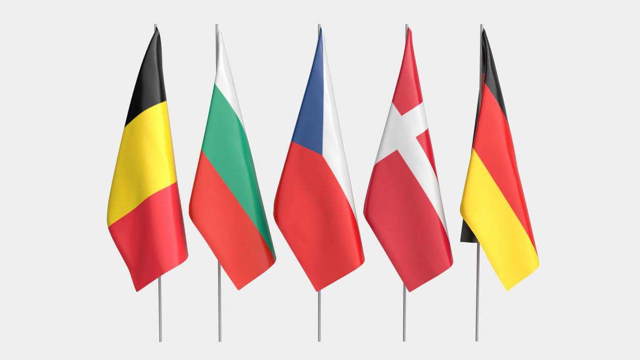 European National Flags Set 3D