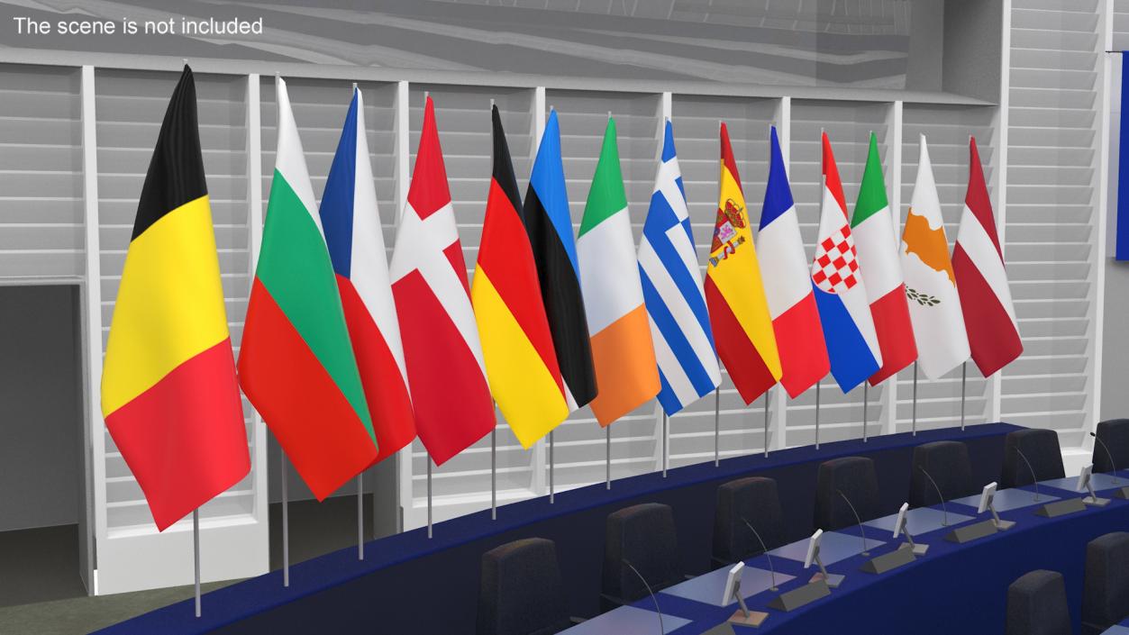 European National Flags Set 3D