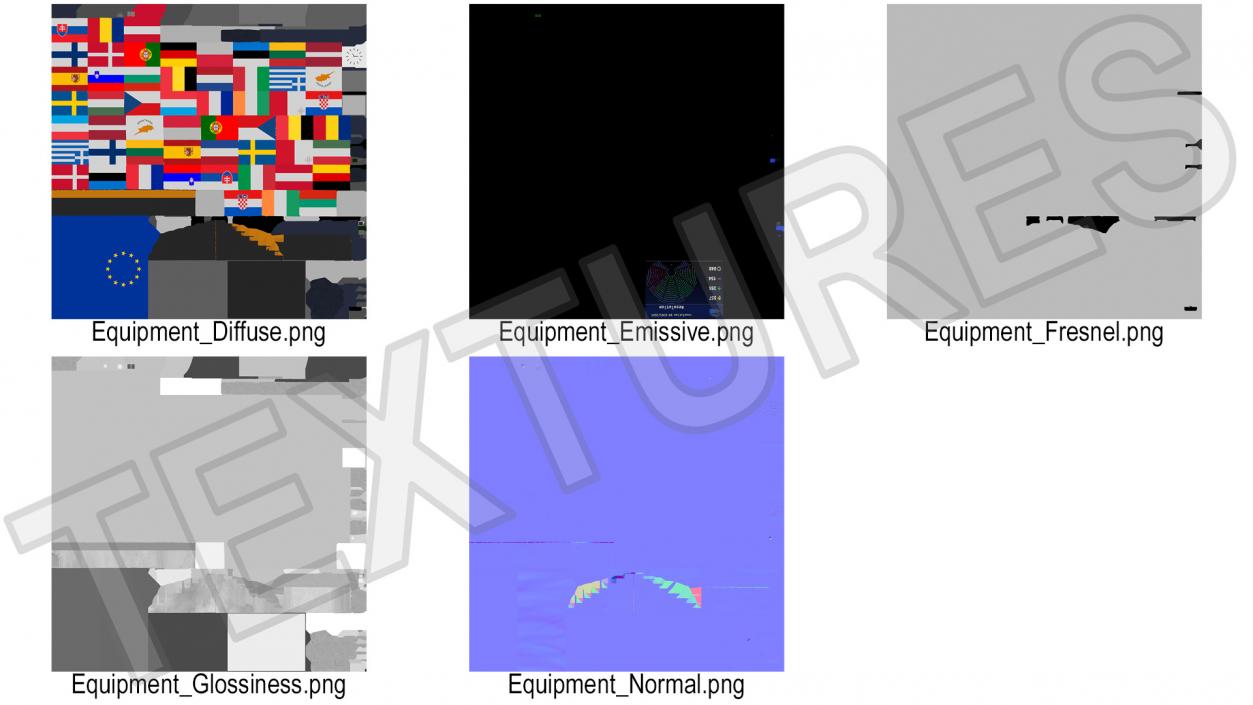 European National Flags Set 3D