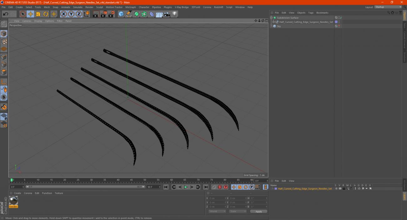 Half Curved Cutting Edge Surgeon Needles Set 3D model