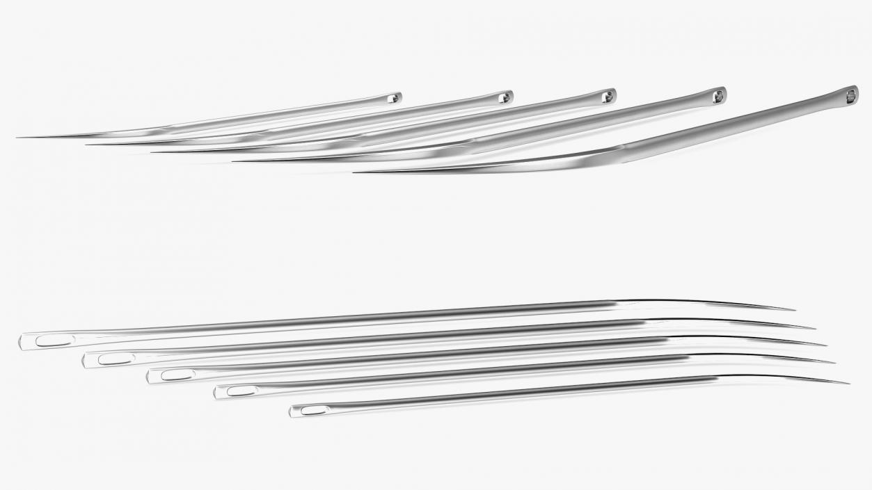 Half Curved Cutting Edge Surgeon Needles Set 3D model