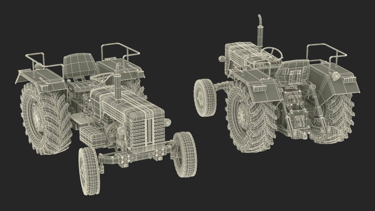 3D Mahindra 595DI Turbomax Tractor Rigged model