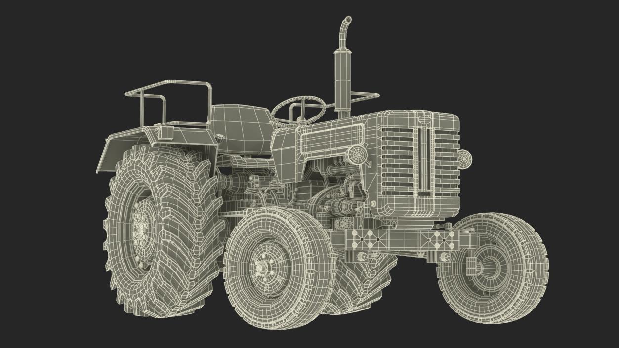 3D Mahindra 595DI Turbomax Tractor Rigged model