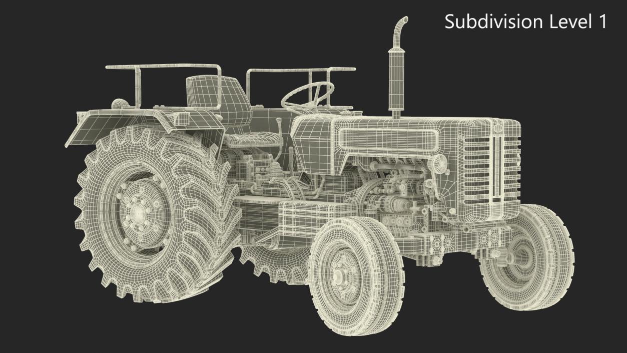 3D Mahindra 595DI Turbomax Tractor Rigged model