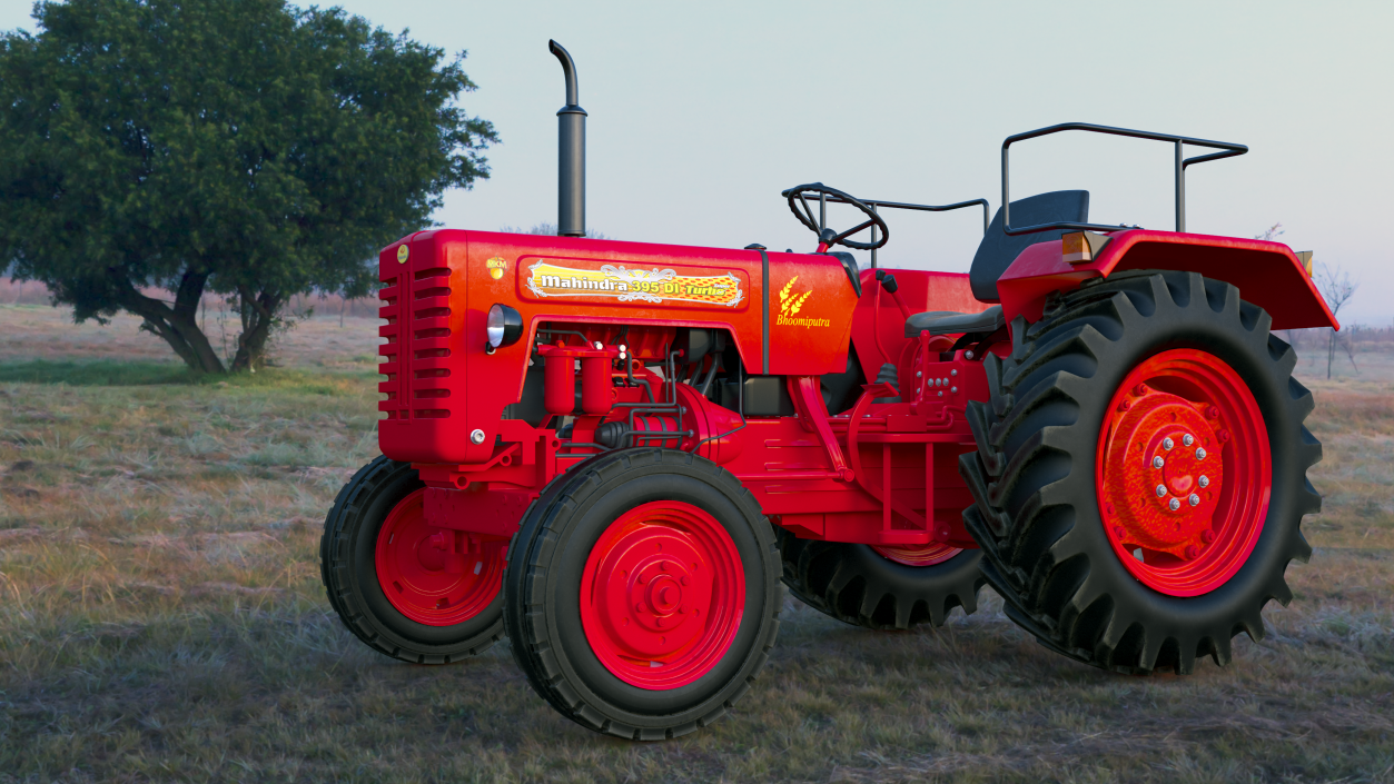 3D Mahindra 595DI Turbomax Tractor Rigged model