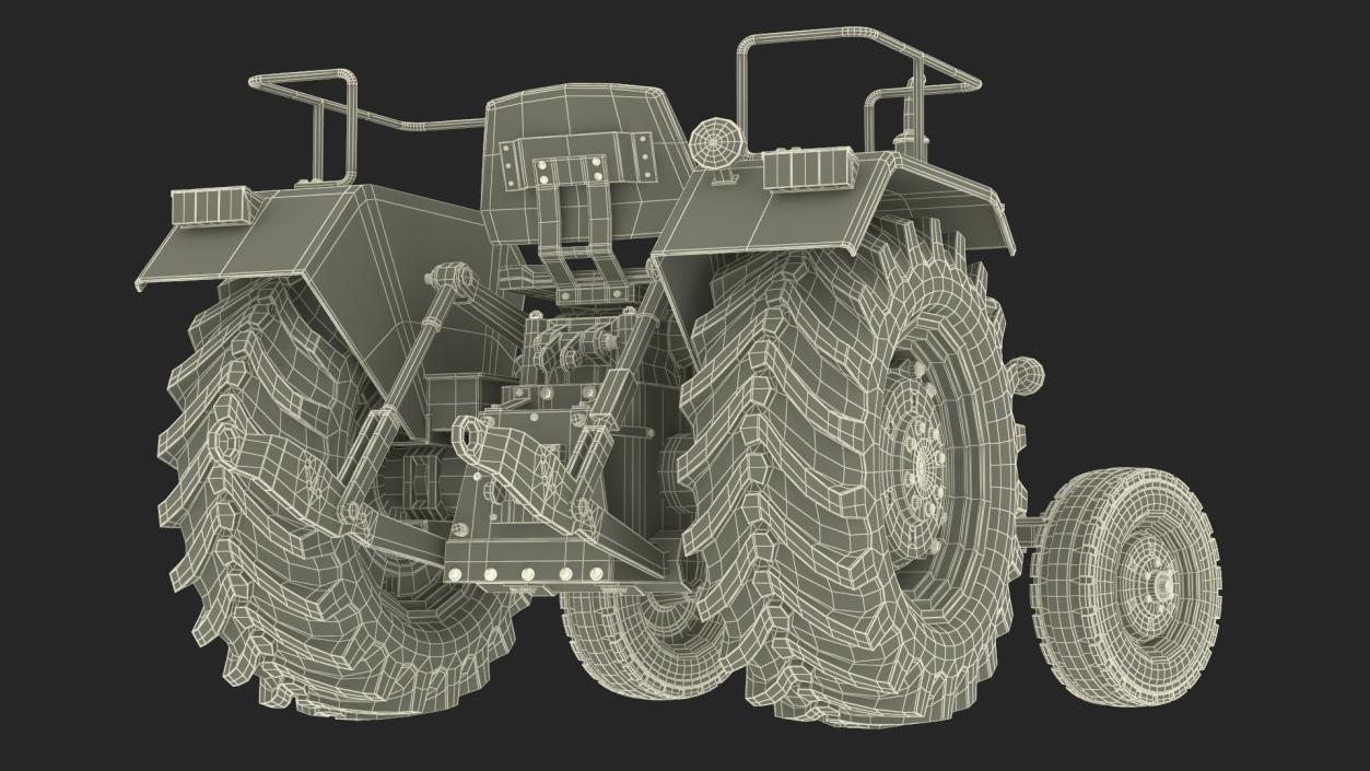 3D Mahindra 595DI Turbomax Tractor Rigged model