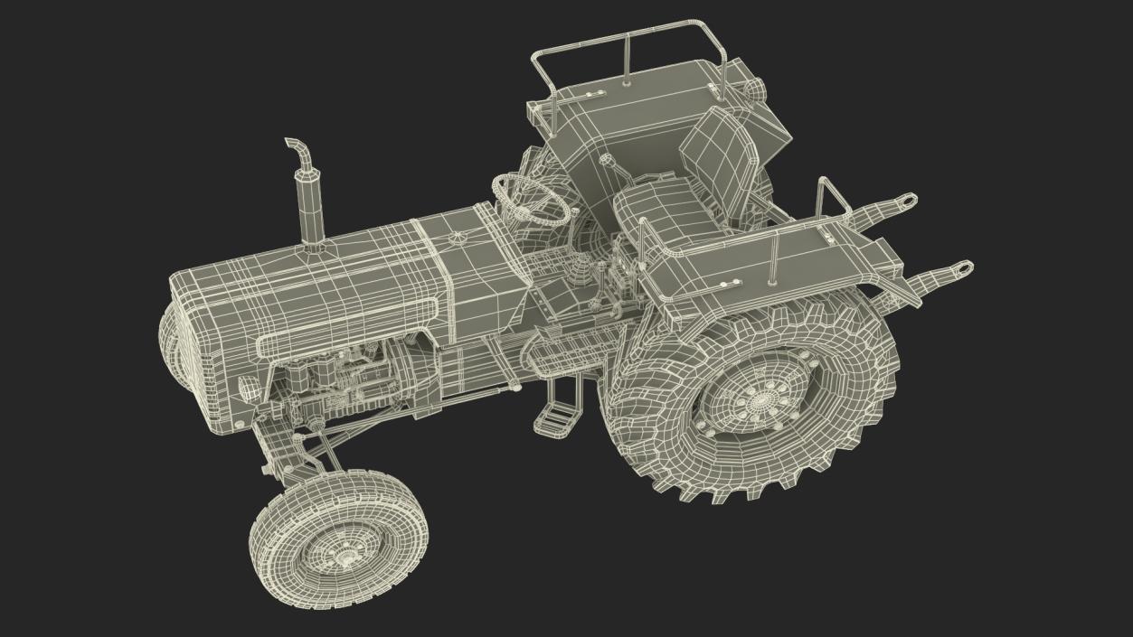 3D Mahindra 595DI Turbomax Tractor Rigged model