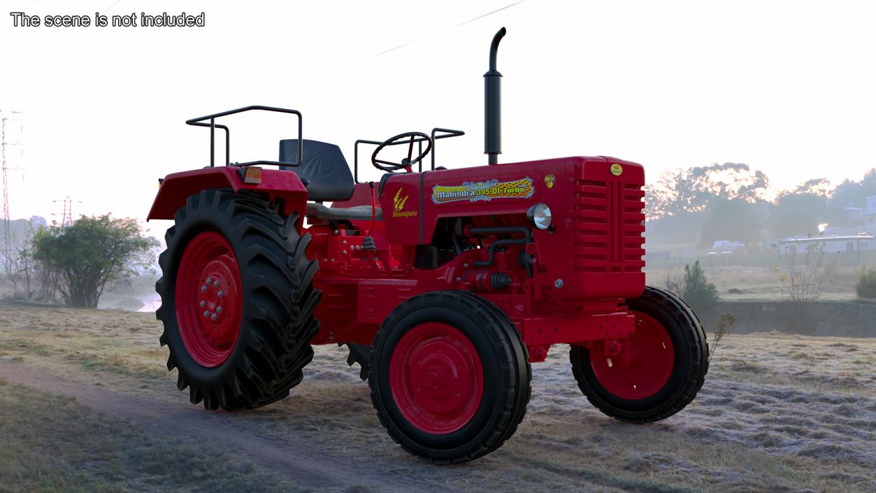 3D Mahindra 595DI Turbomax Tractor Rigged model