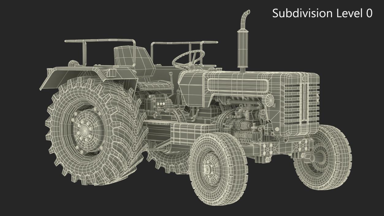 3D Mahindra 595DI Turbomax Tractor Rigged model