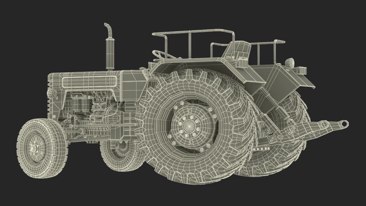 3D Mahindra 595DI Turbomax Tractor Rigged model