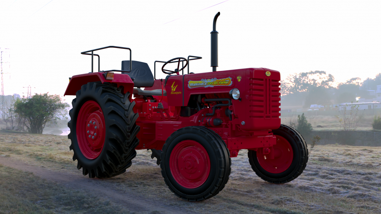 3D Mahindra 595DI Turbomax Tractor Rigged model