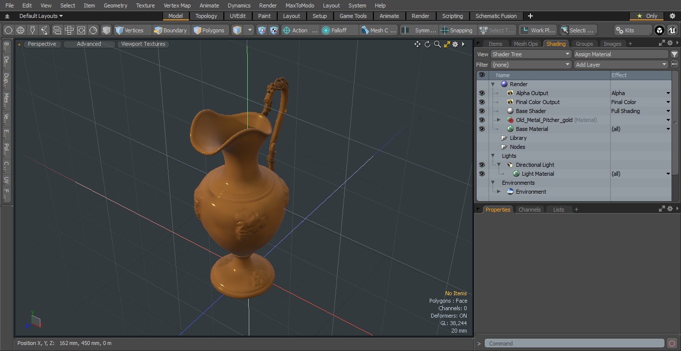 Antique Gold Ewer 3D