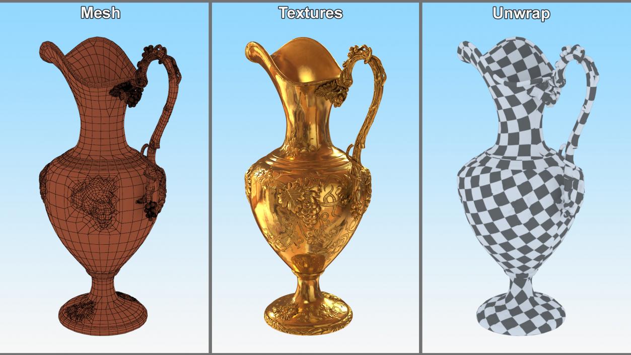 Antique Gold Ewer 3D