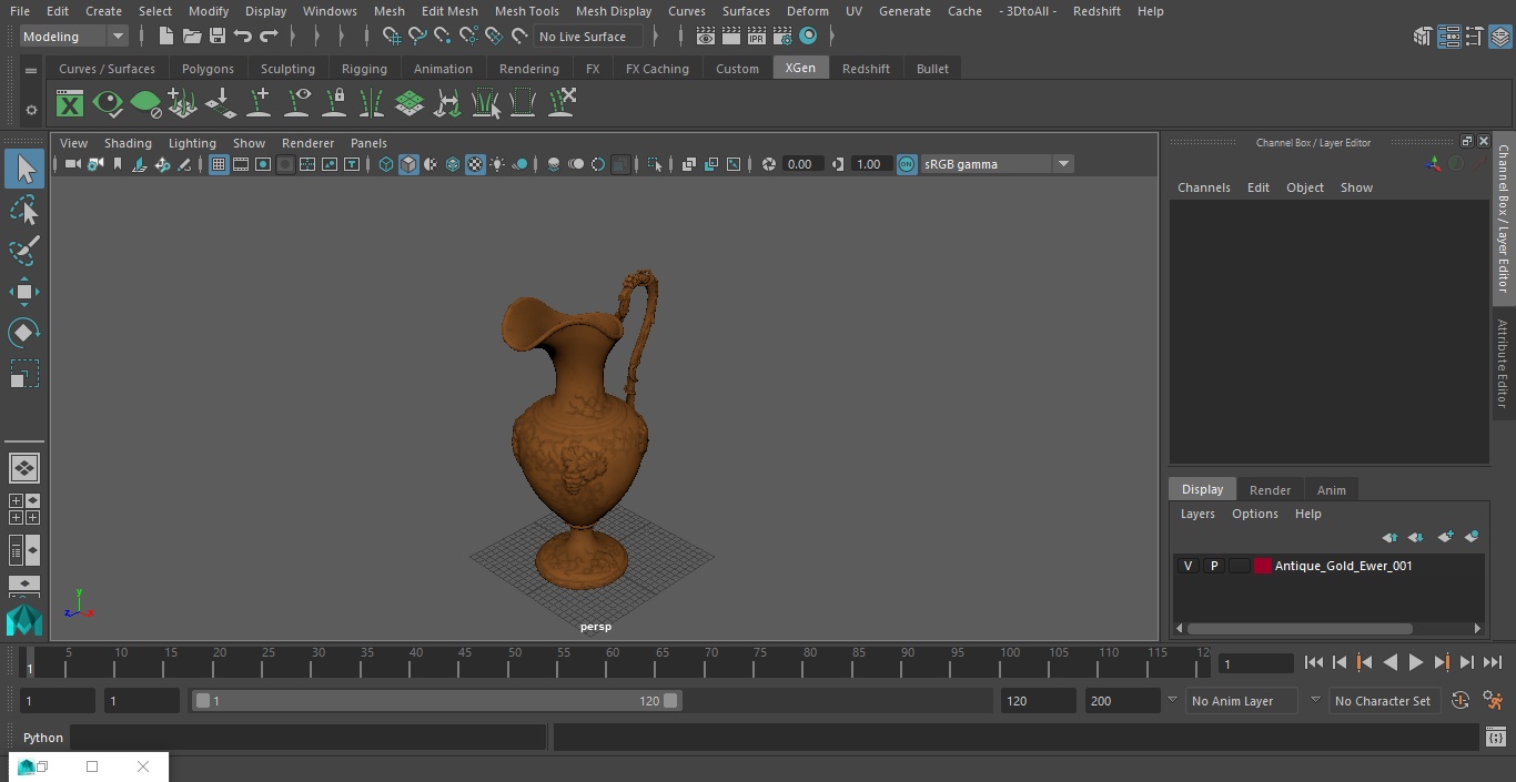 Antique Gold Ewer 3D