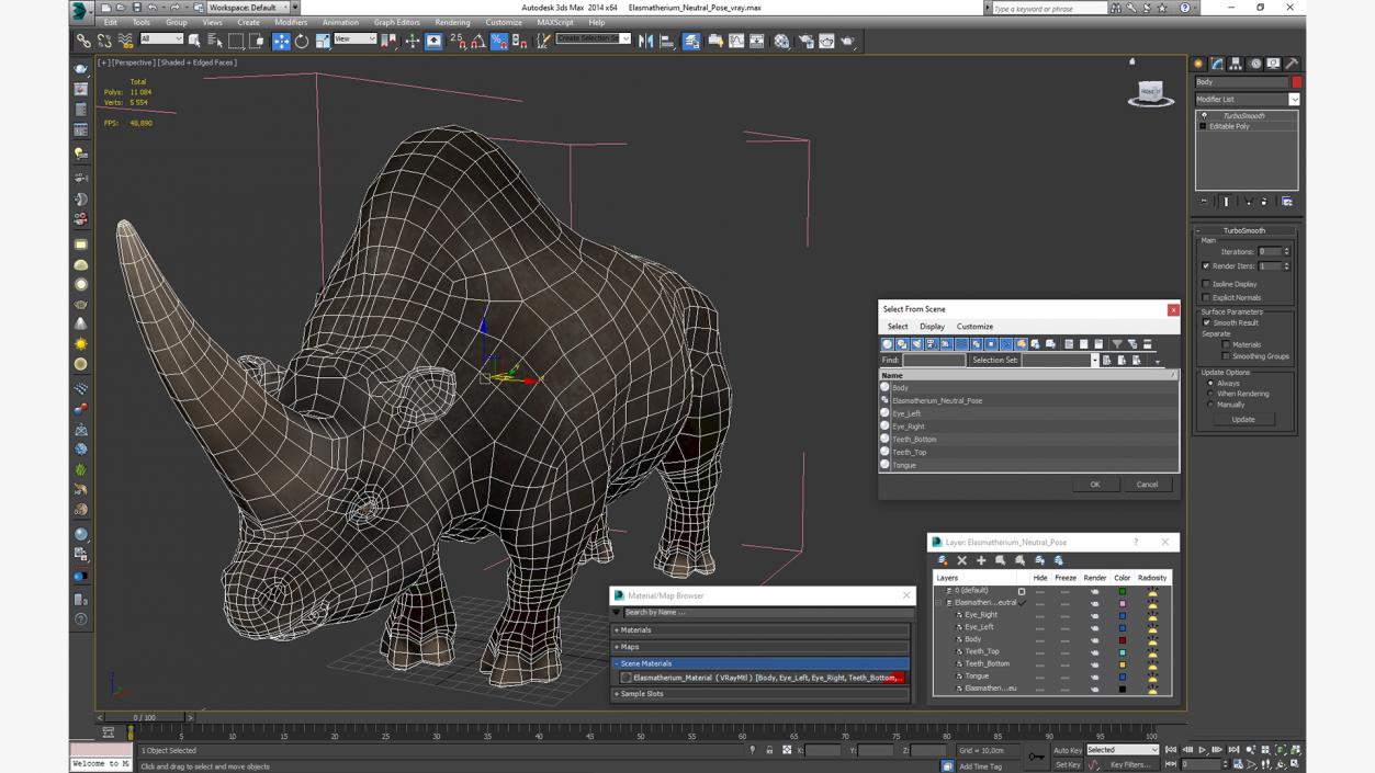 3D Elasmatherium Neutral Pose