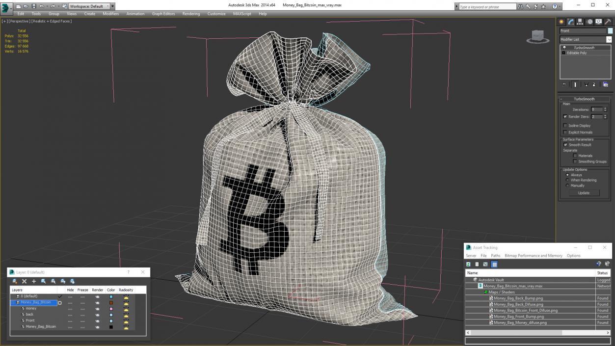 Money Bag Bitcoin 3D