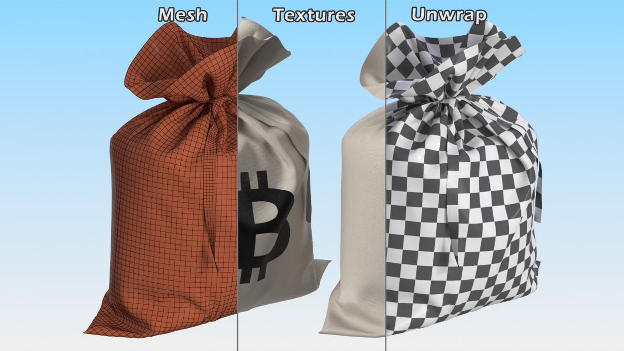 Money Bag Bitcoin 3D