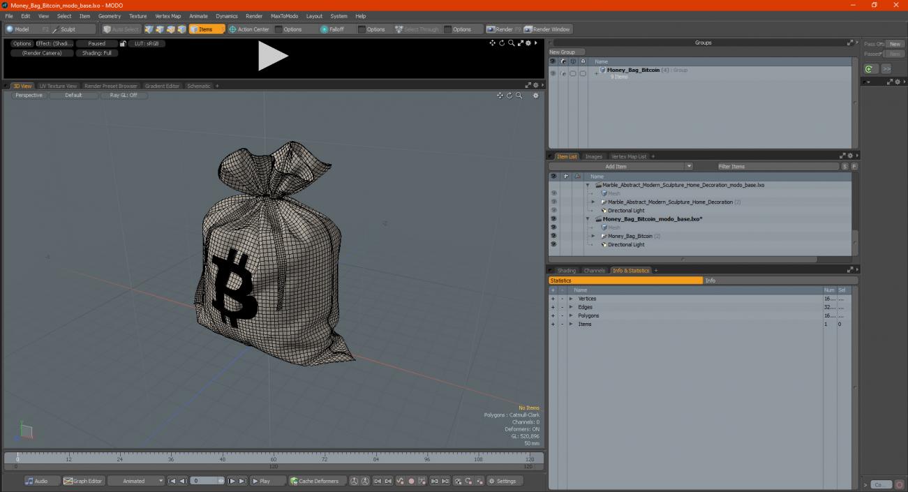 Money Bag Bitcoin 3D