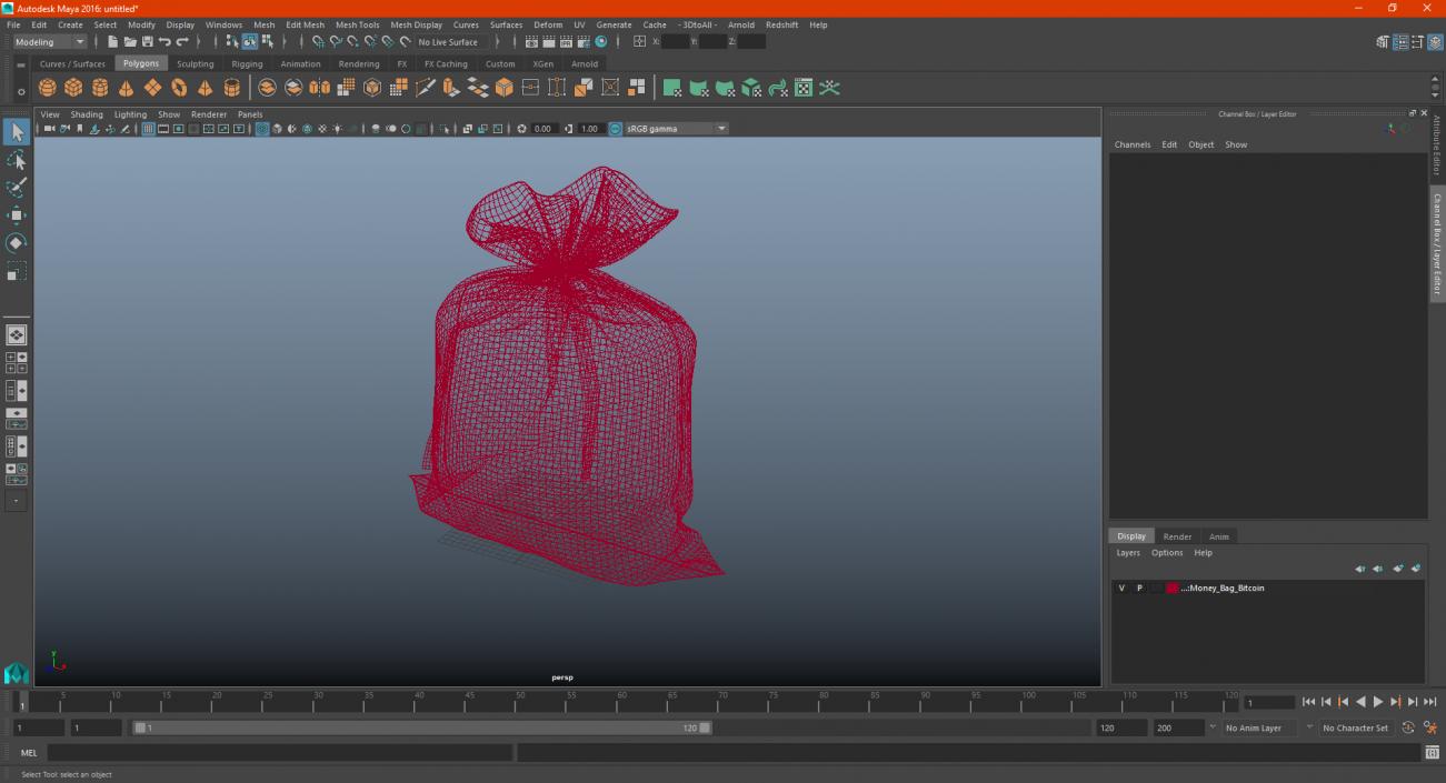 Money Bag Bitcoin 3D