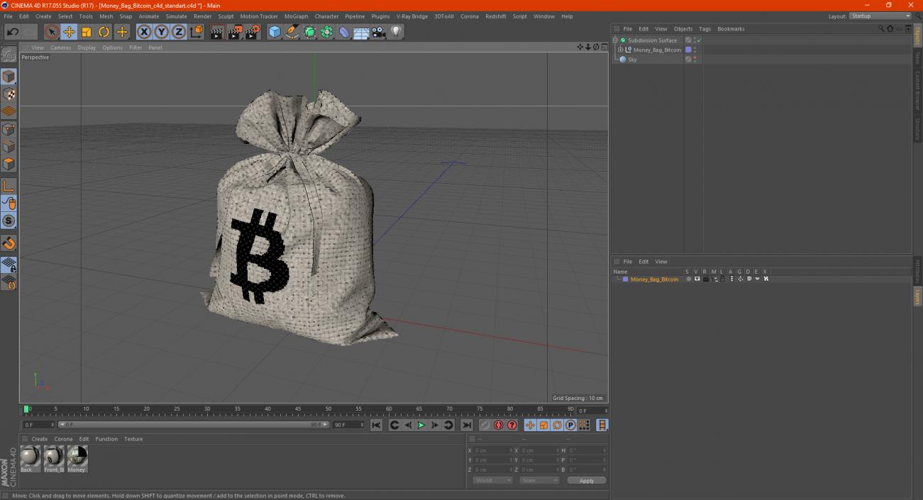 Money Bag Bitcoin 3D