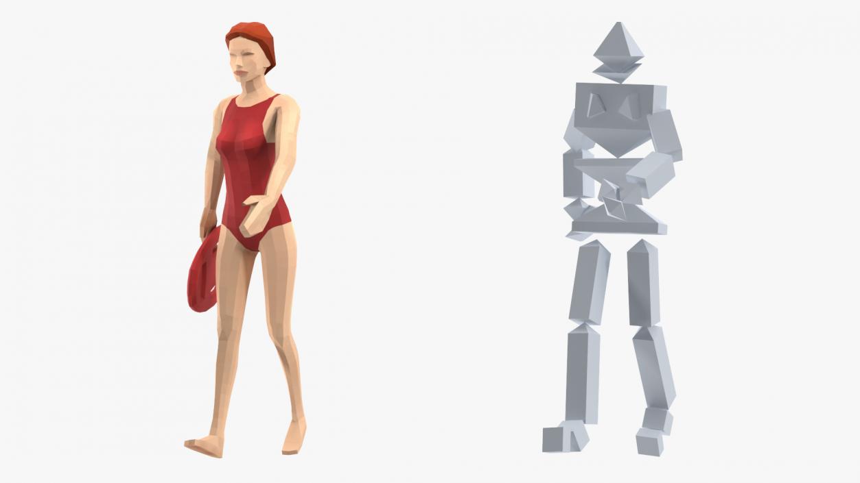 Lifeguard Low Poly Rigged for Cinema 4D 3D model