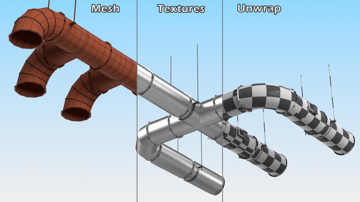 3D Ventilation Shaft Pipe System Set model