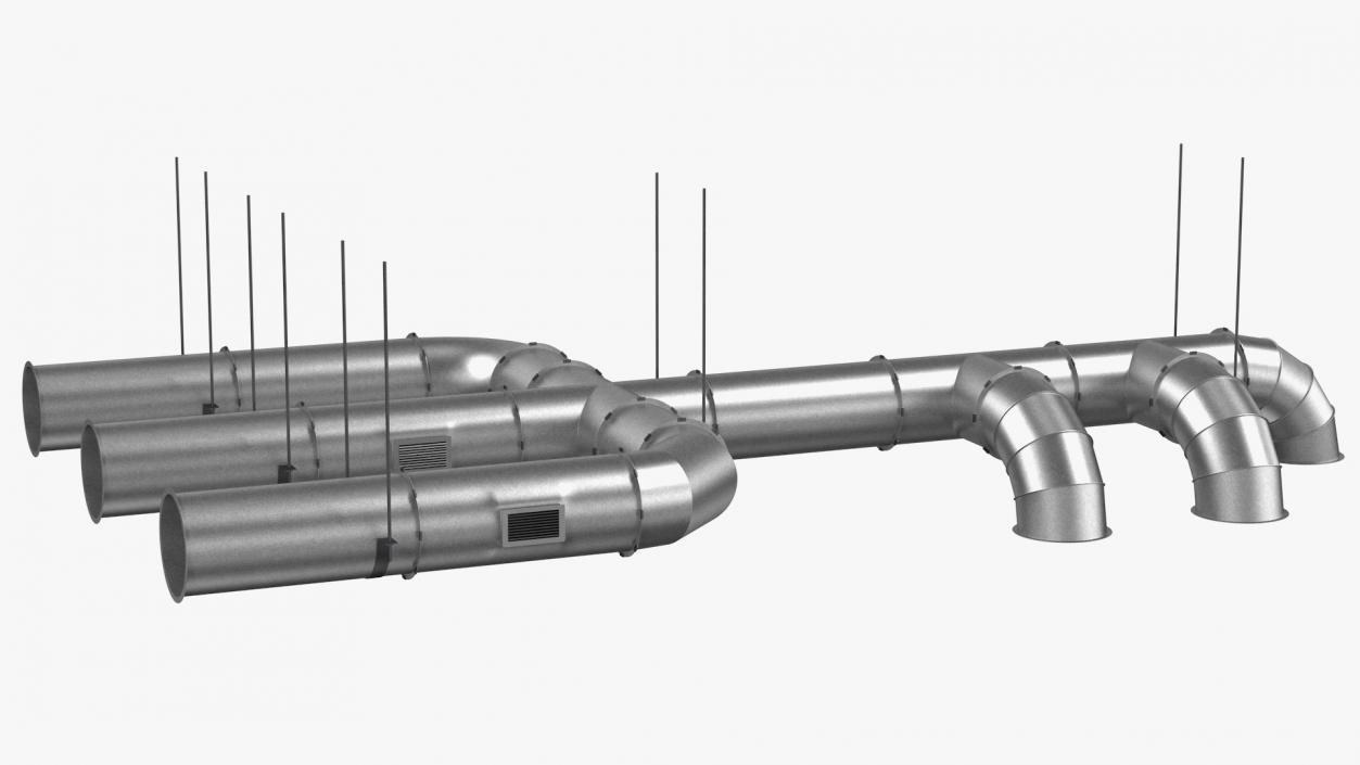 3D Ventilation Shaft Pipe System Set model