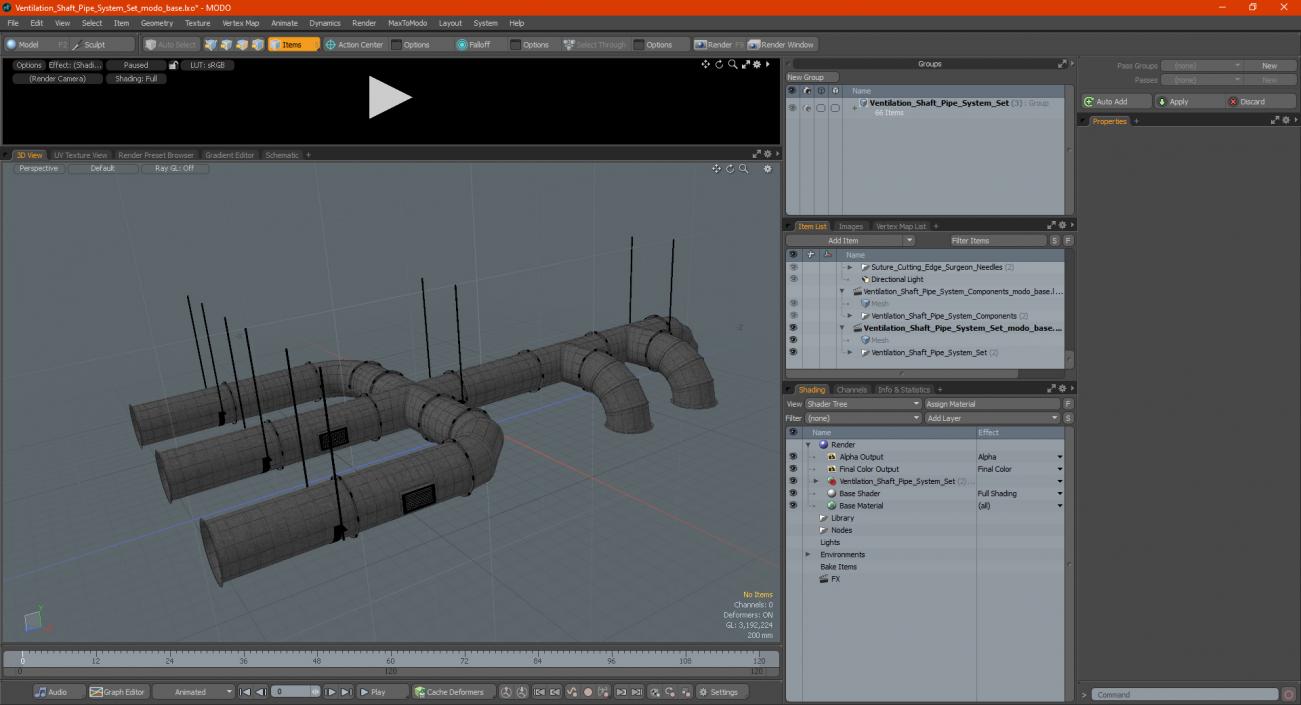 3D Ventilation Shaft Pipe System Set model