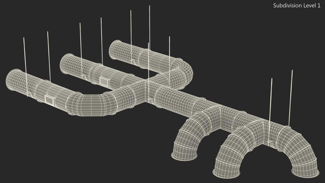 3D Ventilation Shaft Pipe System Set model