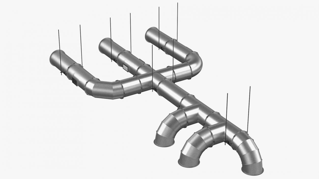 3D Ventilation Shaft Pipe System Set model