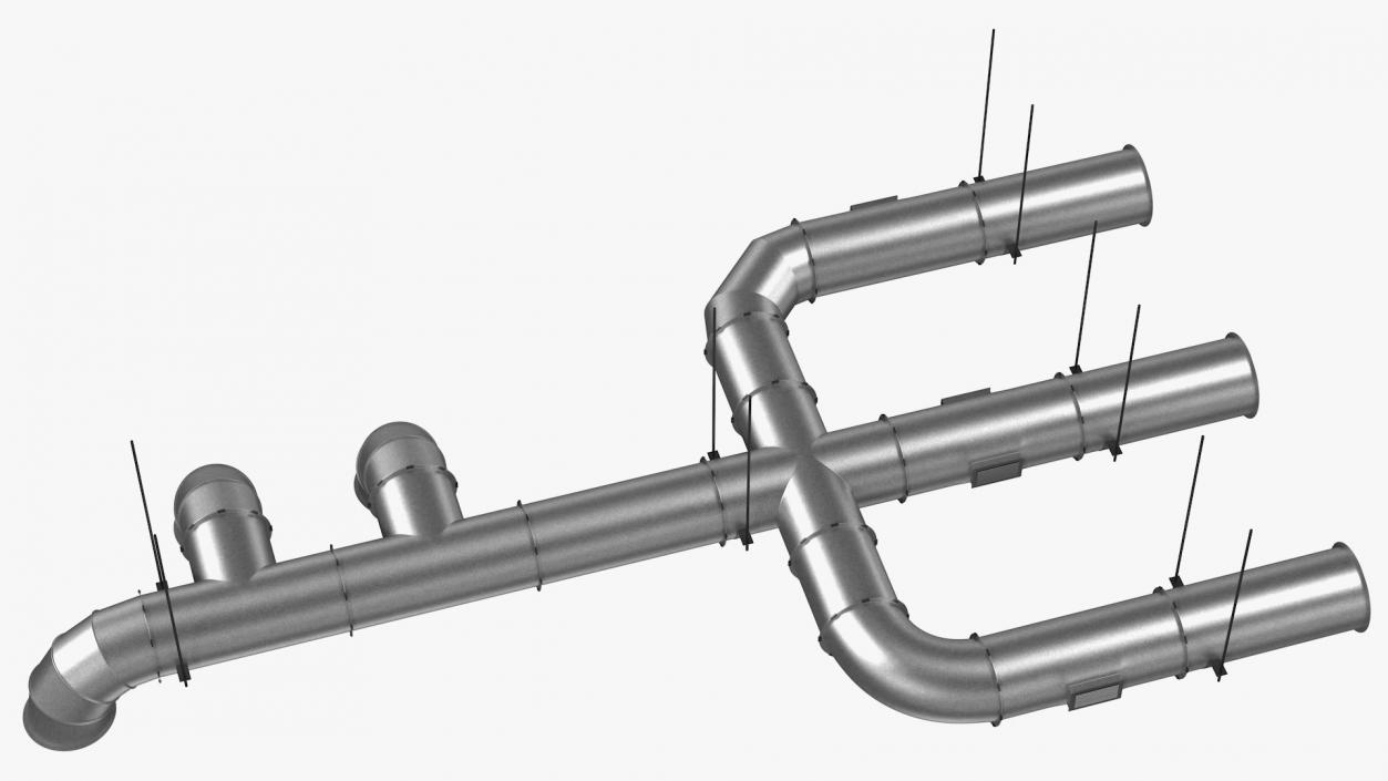 3D Ventilation Shaft Pipe System Set model