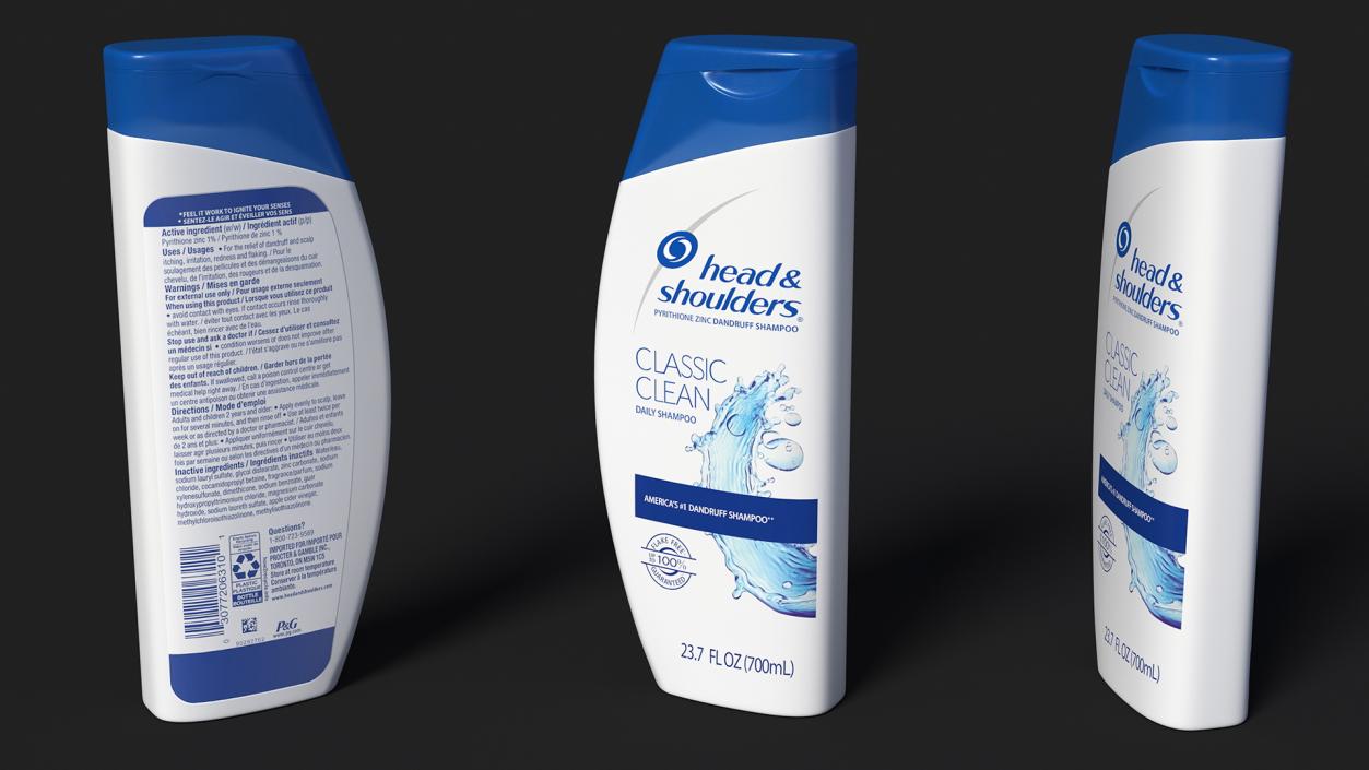 Head and Shoulders Classic Clean Shampoo Bottle 3D