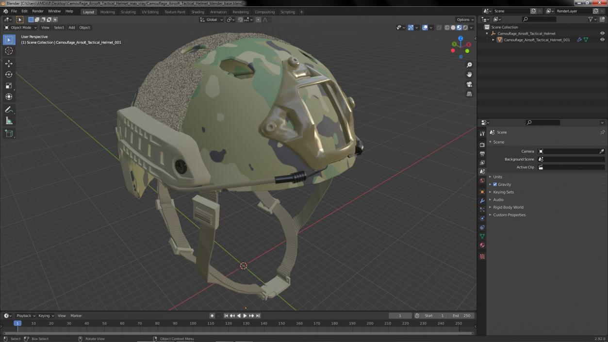 Camouflage Airsoft Tactical Helmet 3D model