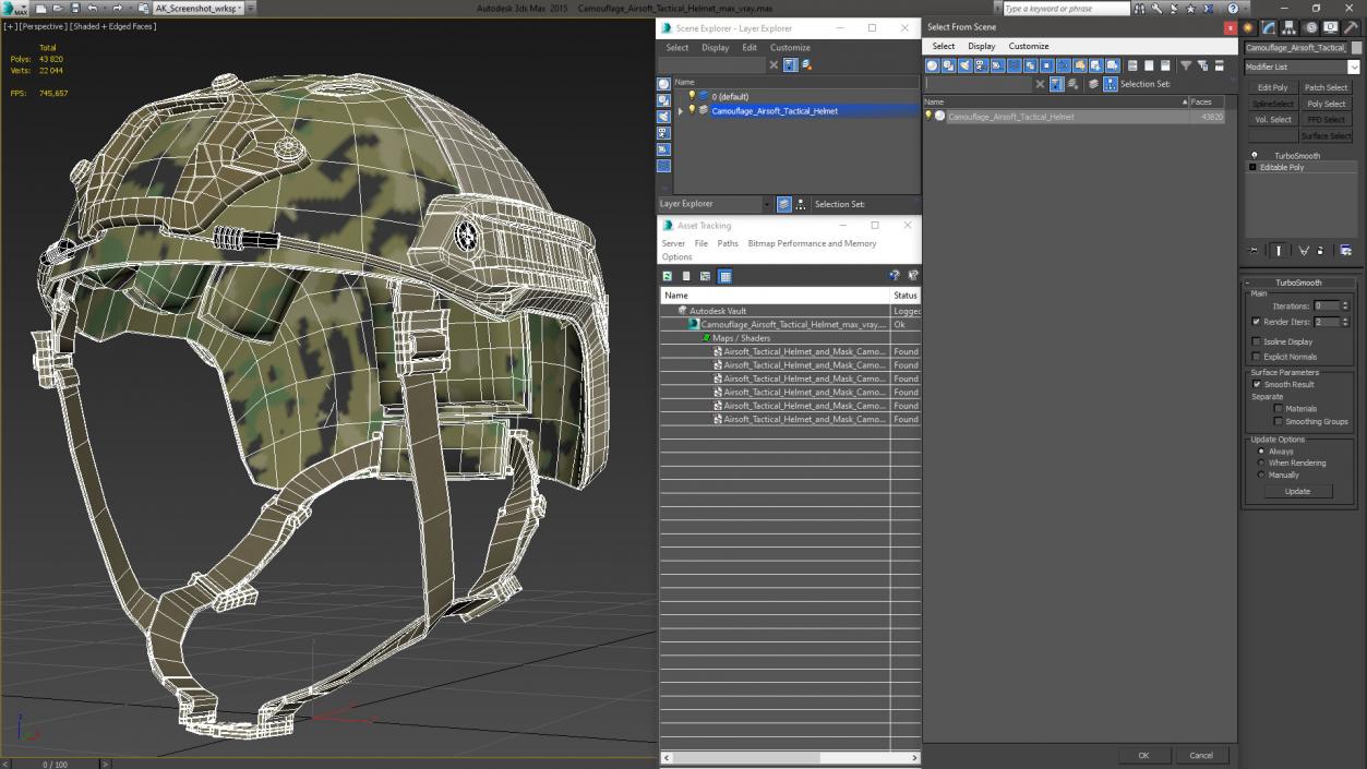 Camouflage Airsoft Tactical Helmet 3D model