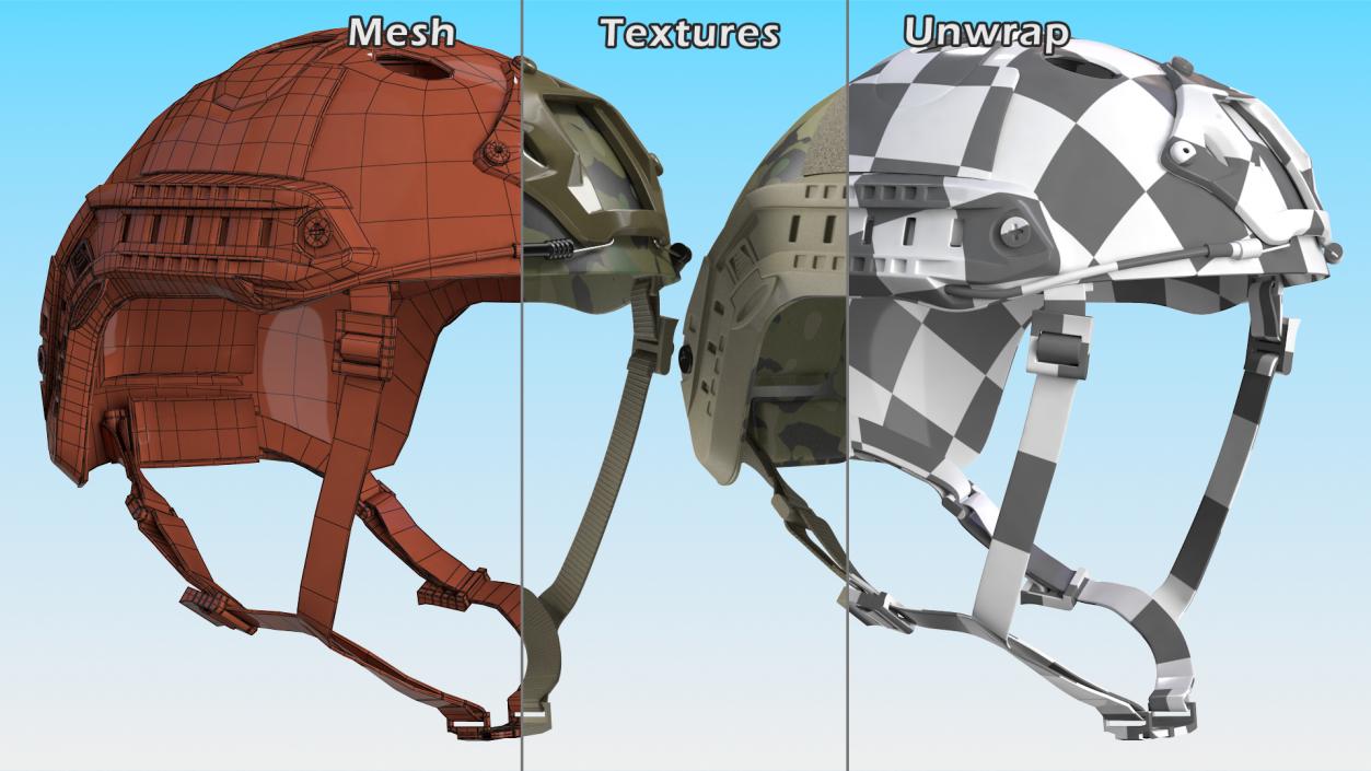 Camouflage Airsoft Tactical Helmet 3D model