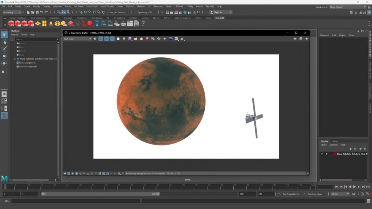 Mars Satellite Orbiting Red Planet 3D model