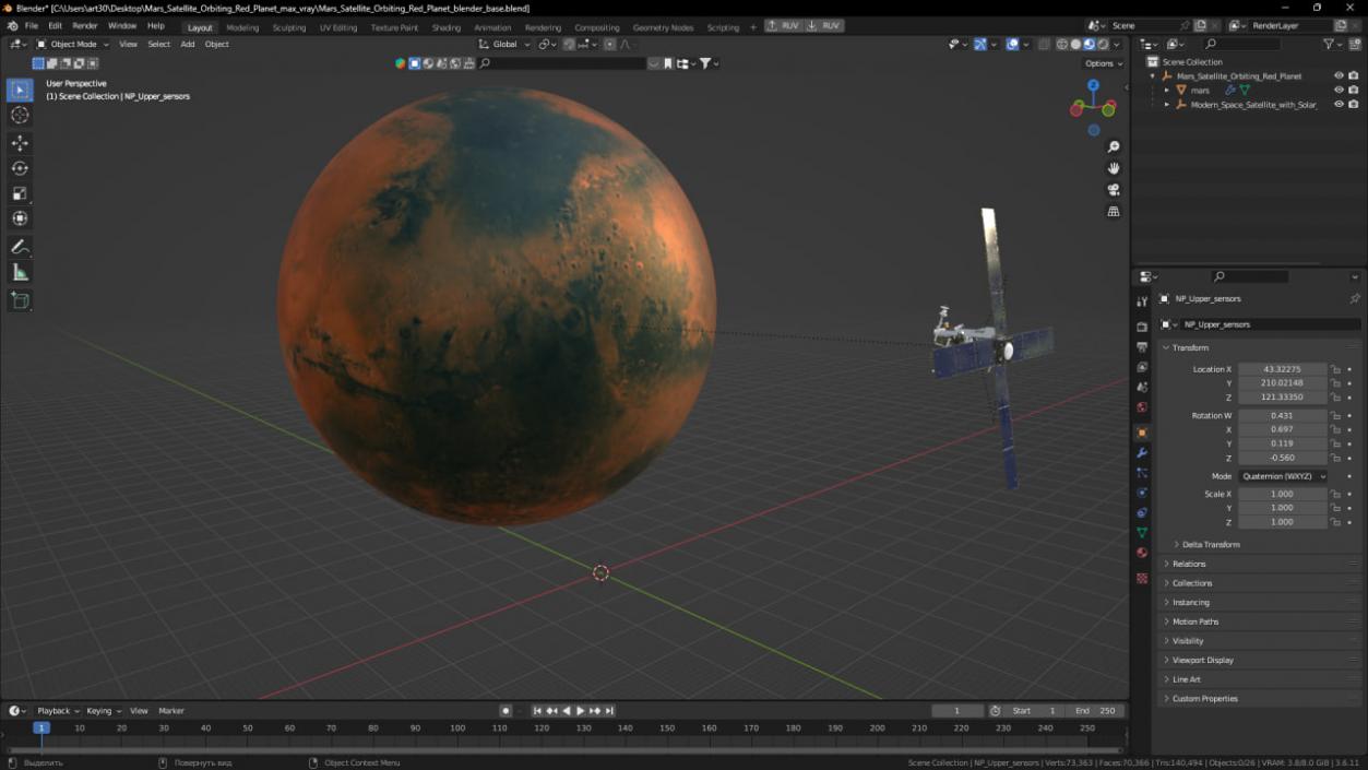 Mars Satellite Orbiting Red Planet 3D model