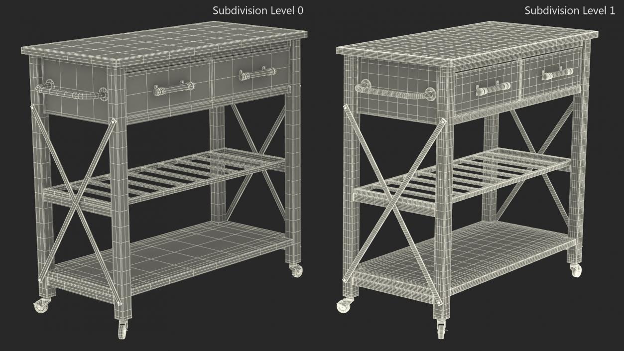 3D model Mobile Kitchen Table Wood