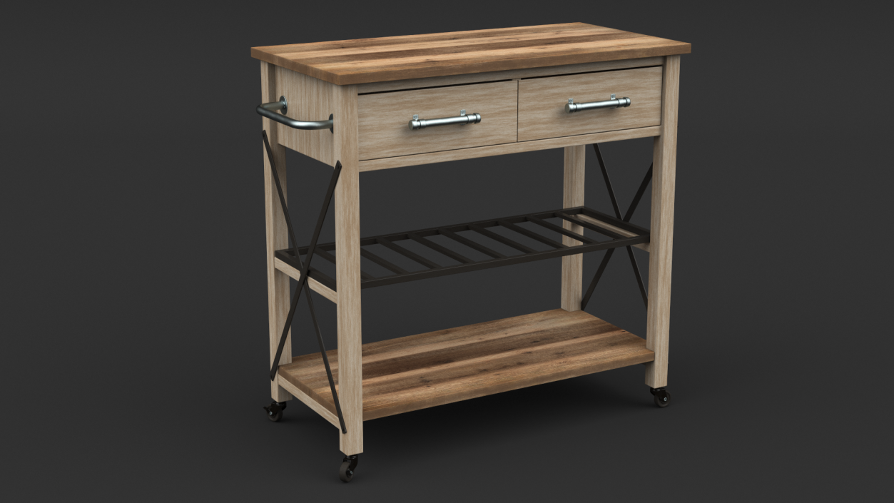 3D model Mobile Kitchen Table Wood